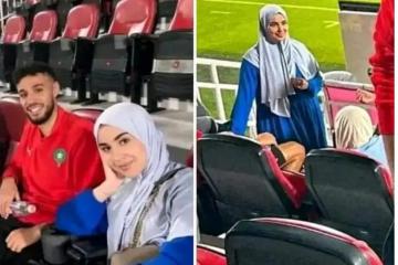 شقيقة نجم الأسود "نصير مزراوي" تخطف الأنظار داخل ملاعب قطر